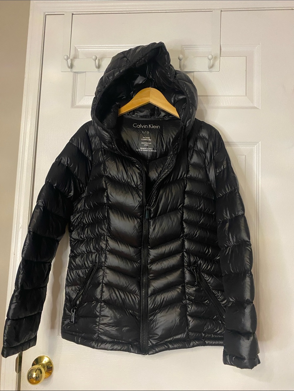 Calvin Klein Black Quilted Puffer Jacket with Hood#14